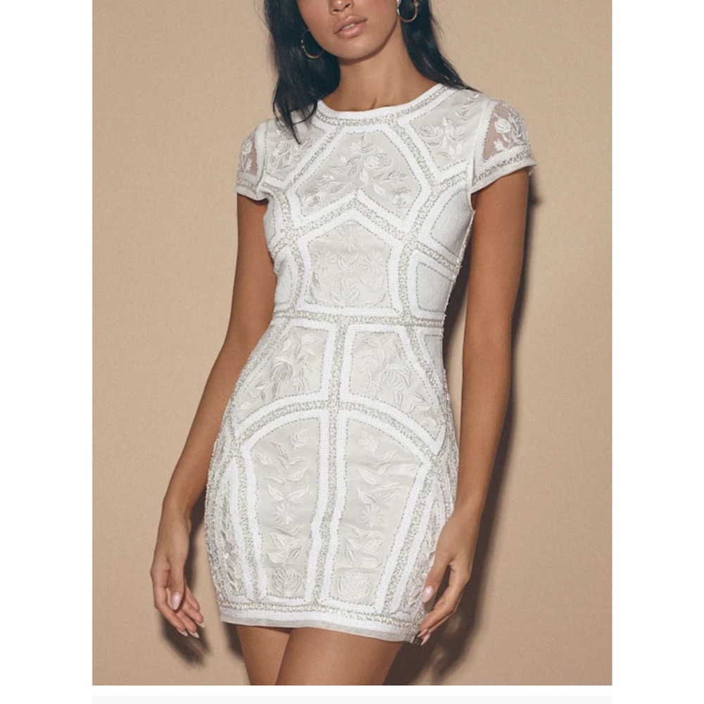 Spread your Shine White Embroidered Short Sleeve Bodycon Dress